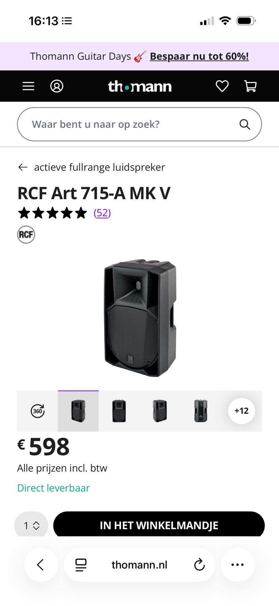 RCF ART 715-A MK V actieve fullrange luidspreker, Audio, Tv en Foto, Vloerstaande luidspreker, Zo goed als nieuw, Ophalen, 150 watt of meer