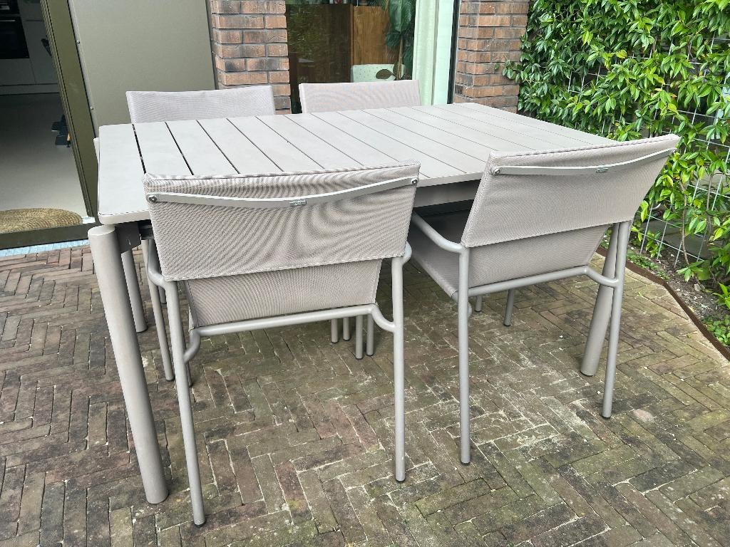 Kave home tuinset (tafel en 6 stoelen), Ophalen, Gebruikt, 6 zitplaatsen, Aluminium