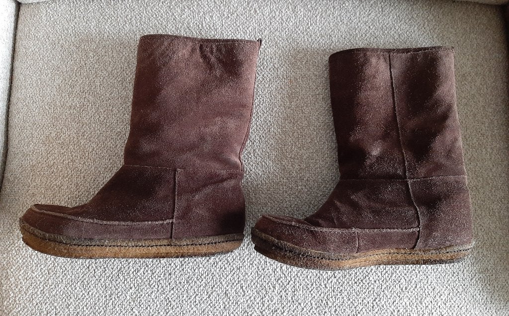 Flip Flop, Suède laarzen, gevoerd met wol, Ophalen, Hoge laarzen, Bruin, Gedragen