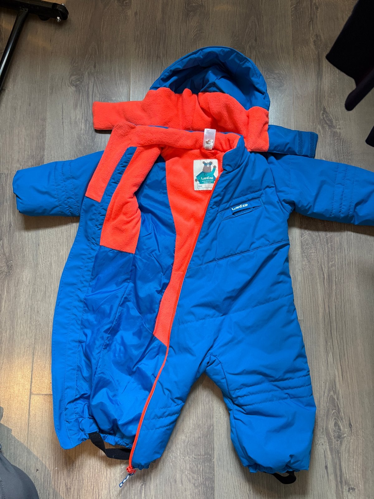 Wed'ze baby skipak / sneeuwpak - Blauw/Oranje maat 80, Ophalen of Verzenden, Zo goed als nieuw, Jongetje of Meisje