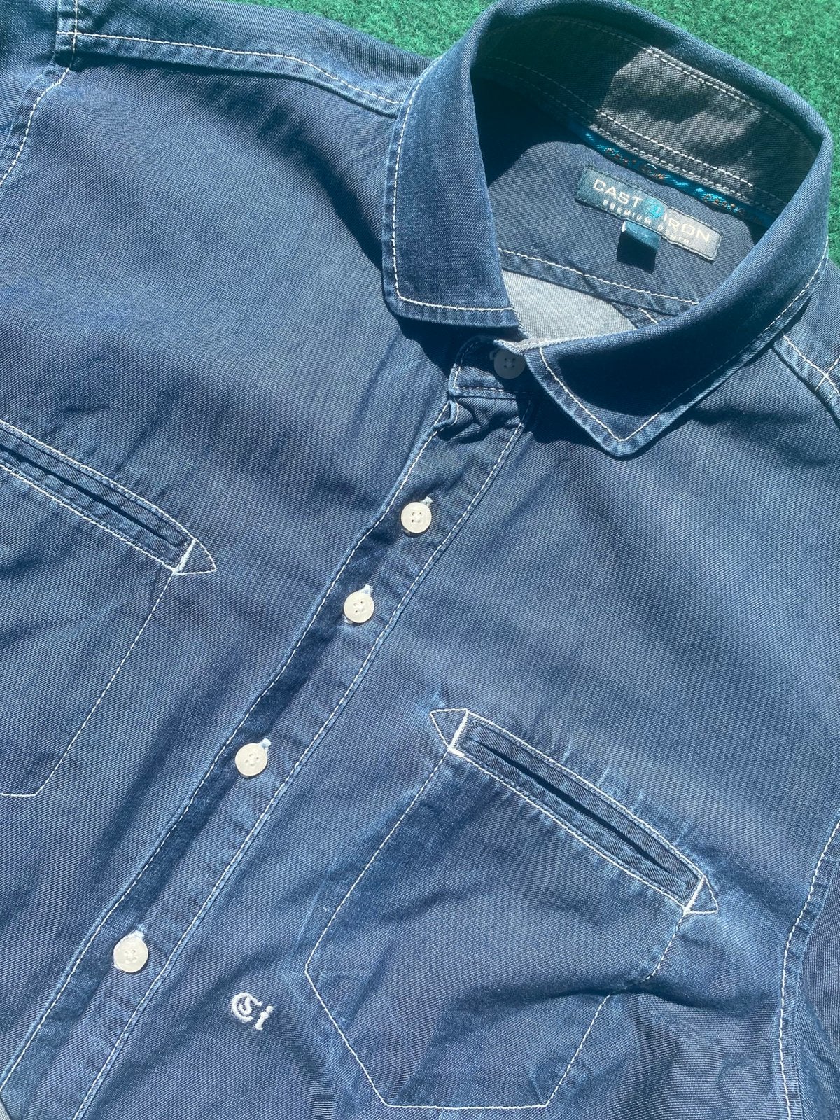 Cast iron spijkerblouse overhemd maat L, Kleding | Heren, Overhemden, Blauw, ., Ophalen of Verzenden, Zo goed als nieuw