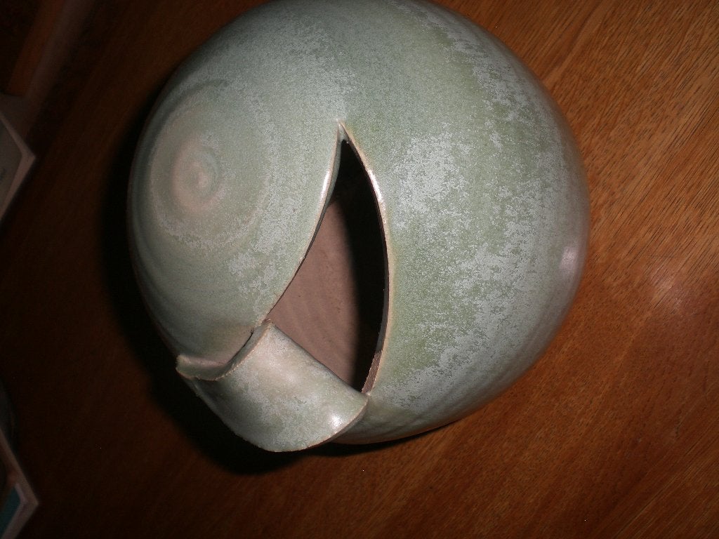 vintage groene vaas keramiek Gubbels Helden, Ophalen of Verzenden