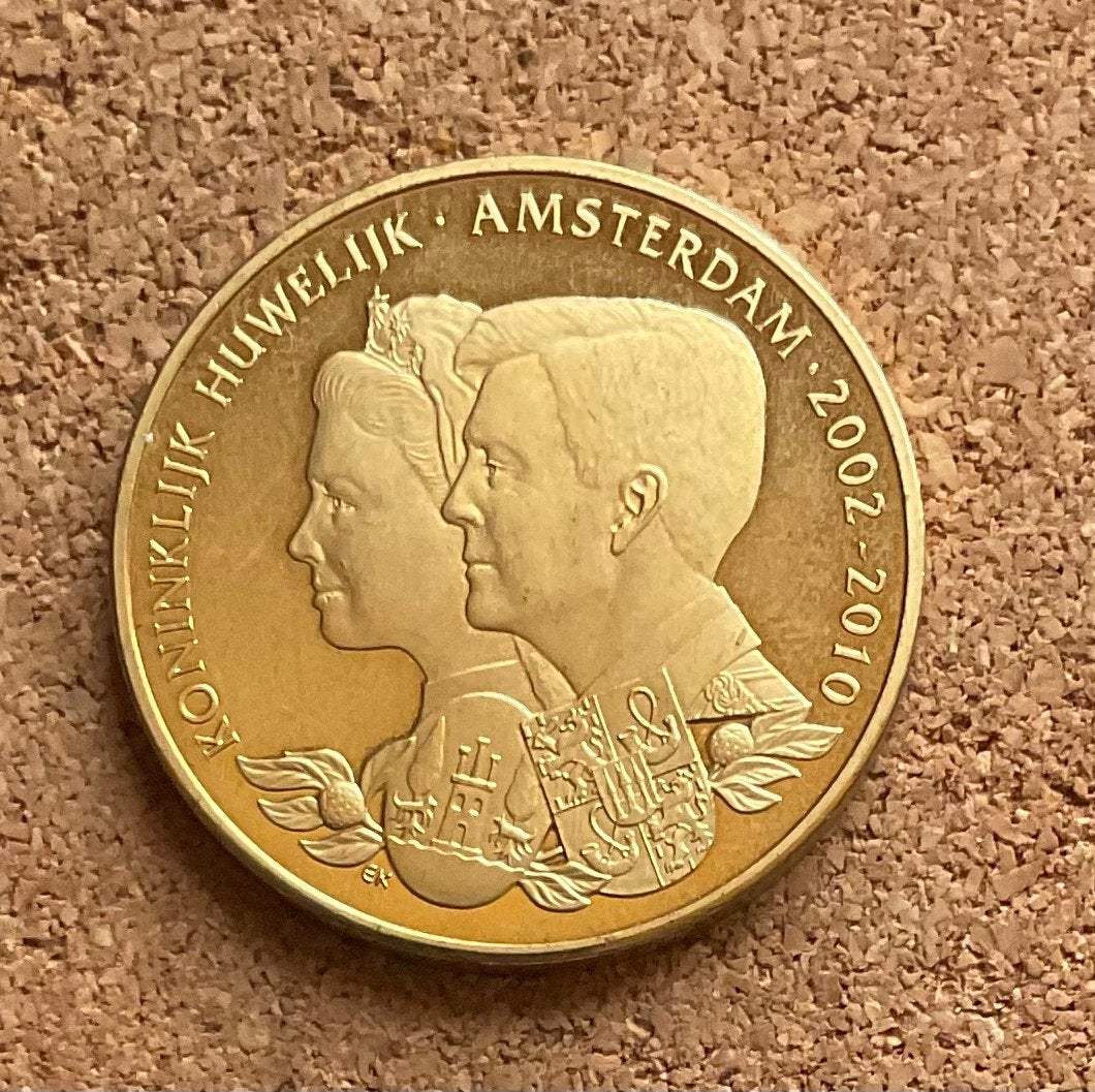 Penning - Bronzen Koninklijk Huwelijk Amsterdam 2002-2010., Ophalen of Verzenden, Overige materialen, Nederland