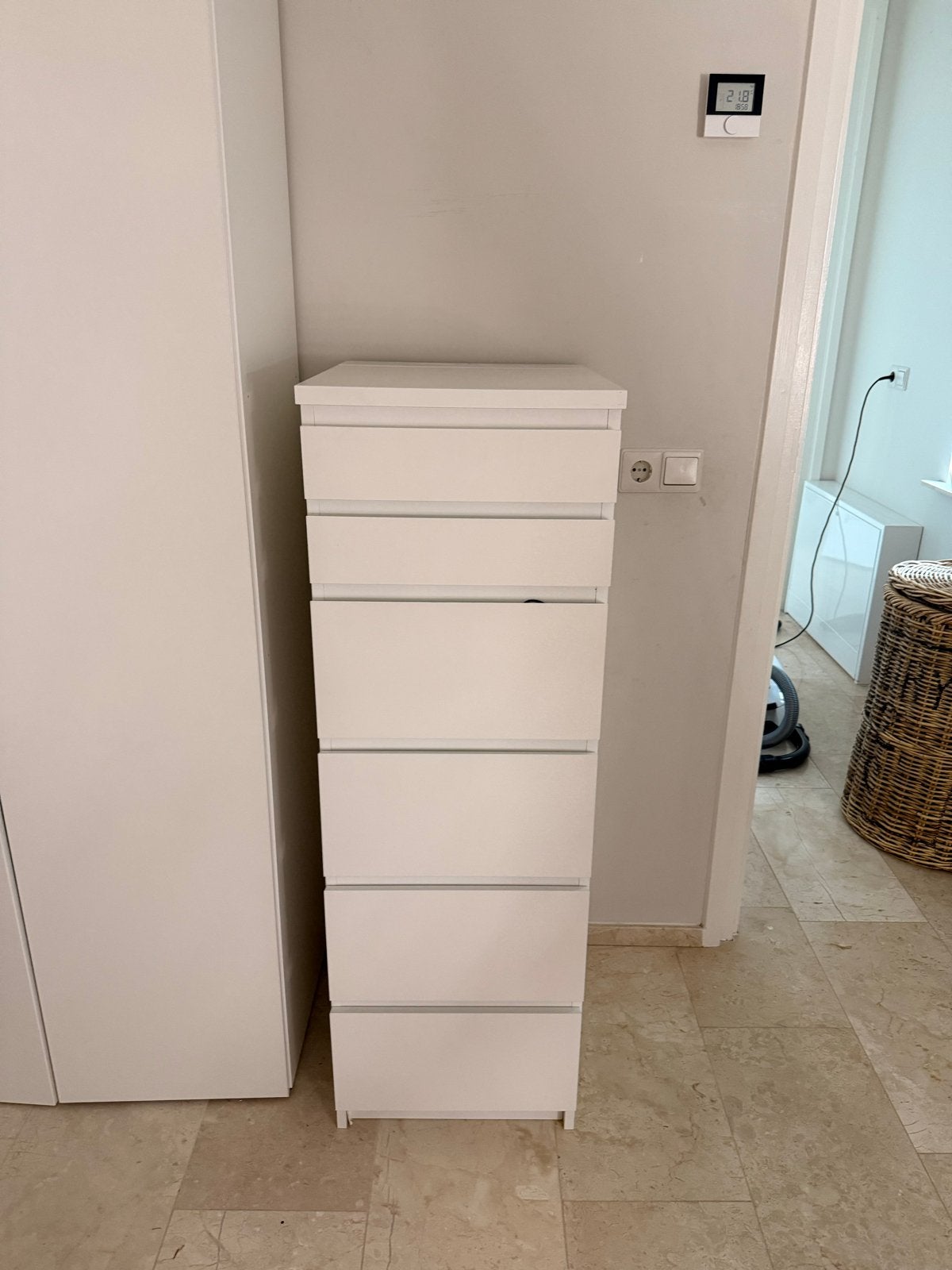 IKEA Malm ladekast met spiegel, wit, Huis en Inrichting, Kasten | Ladekasten, Ophalen, Gebruikt, 5 laden of meer, 100 tot 150 cm