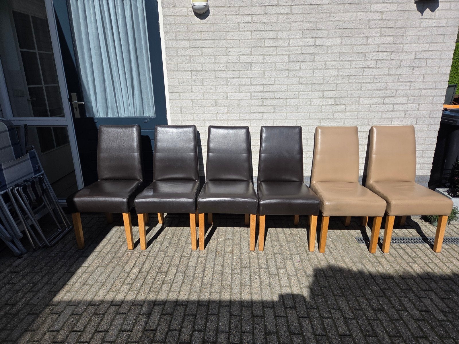 Set van 6 eetkamerstoelen, Ophalen, Gebruikt, Bruin, Hout