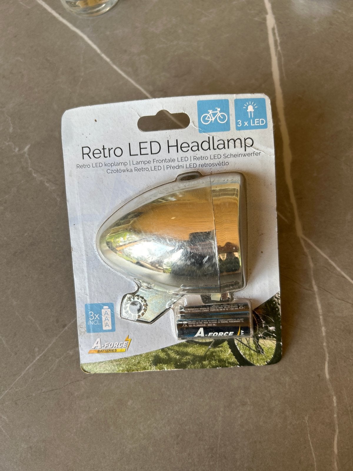 Retro LED Koplamp voor Fiets - Nieuw in Verpakking, Ophalen, Nieuw, Batterij, Voorlicht