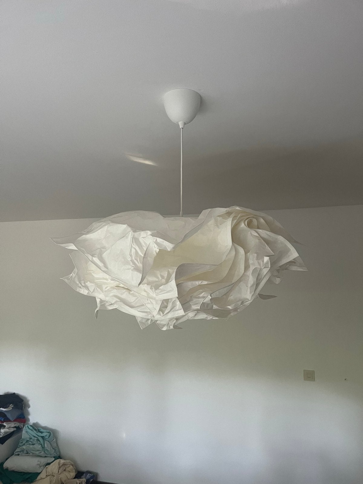 IKEA KRUSNING hanglamp - Witte papieren lampenkap, Ophalen, Zo goed als nieuw, Overige materialen, E27 (groot)