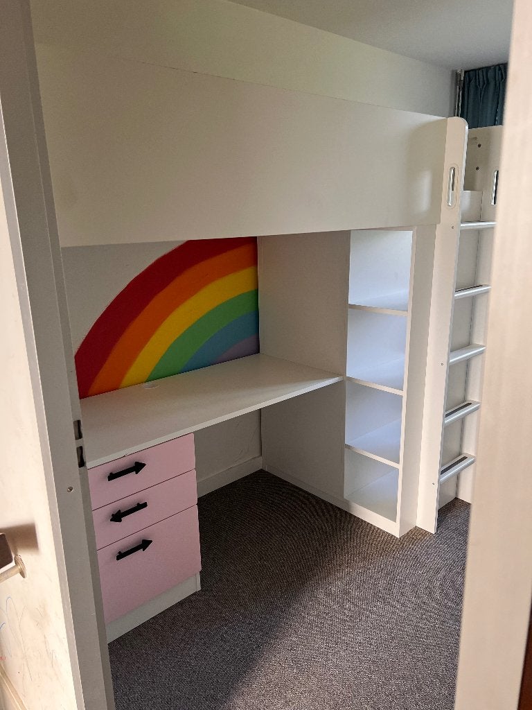 SMÅSTAD Hoogslaper Wit met roze, Ophalen, Gebruikt, 90 cm, Eenpersoons
