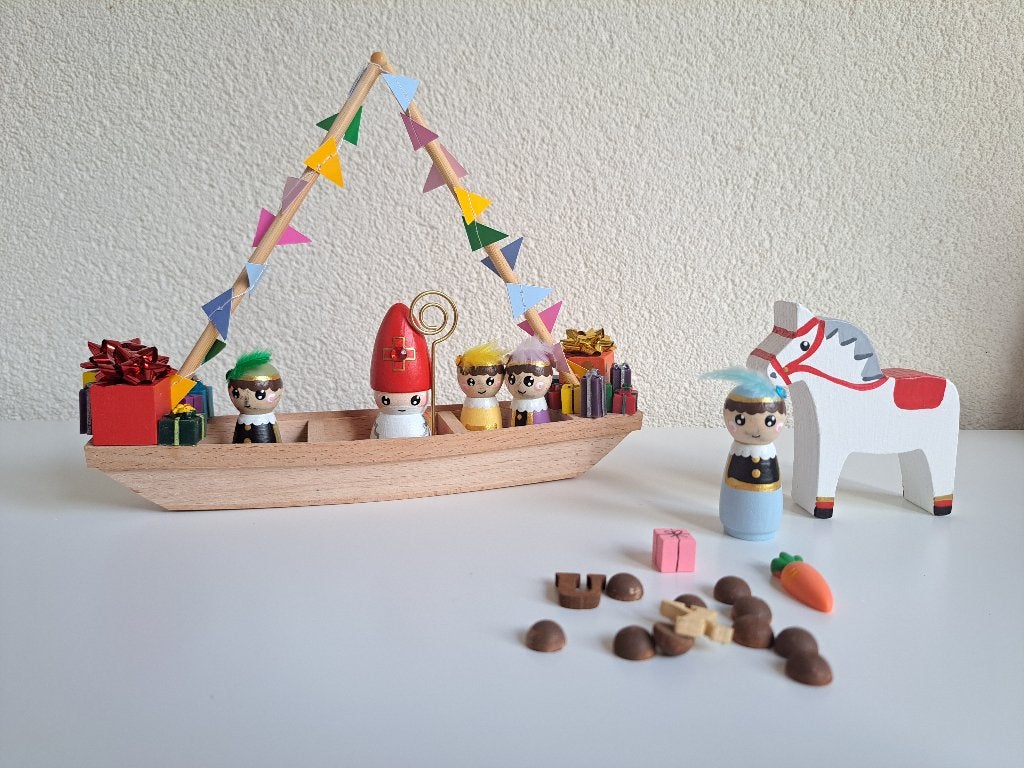 Kleinere pakjesboot sint en pieten pegdolls, Ophalen of Verzenden, Nieuw