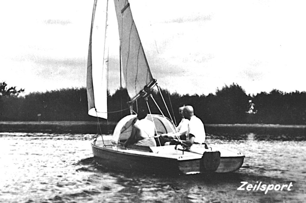 940701 Locatie onbekend zeilboot 1955 Stempel Maarssen, Ophalen of Verzenden, 1940 tot 1960, Gelopen, Utrecht
