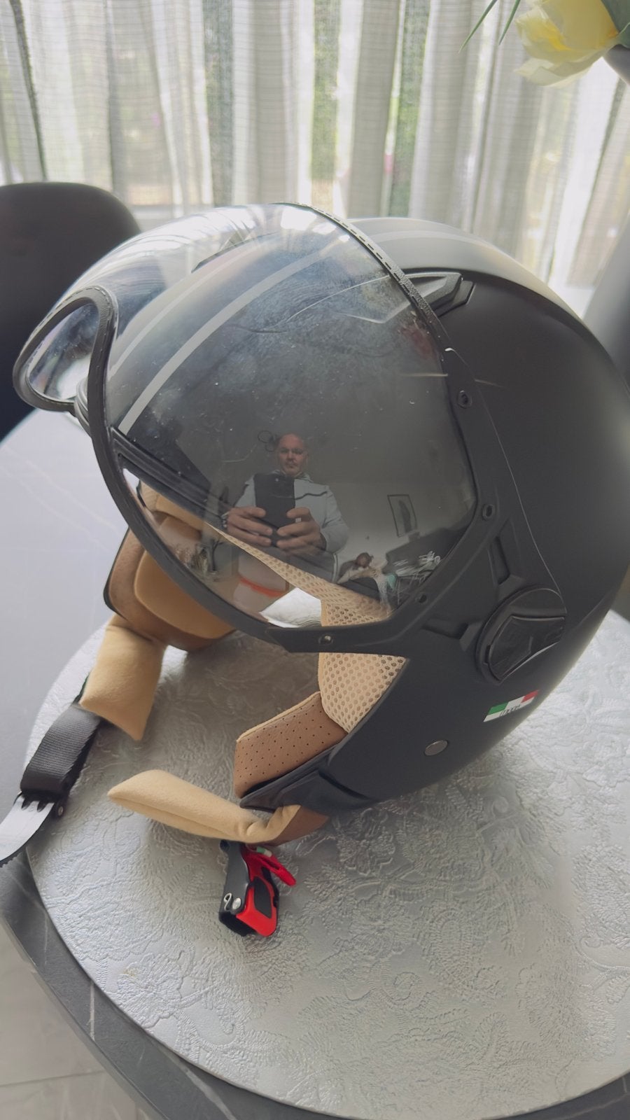VITO (L) Zwarte Jethelm met Vizier - nieuw, Fietsen en Brommers, Brommerhelmen, Ophalen