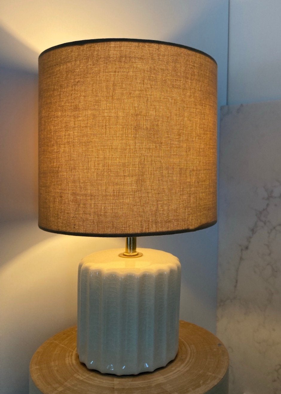 😍Linnen beige tafellamp geglazuurd lampenvoet keramiek goud (m2447069242) — Lampen
