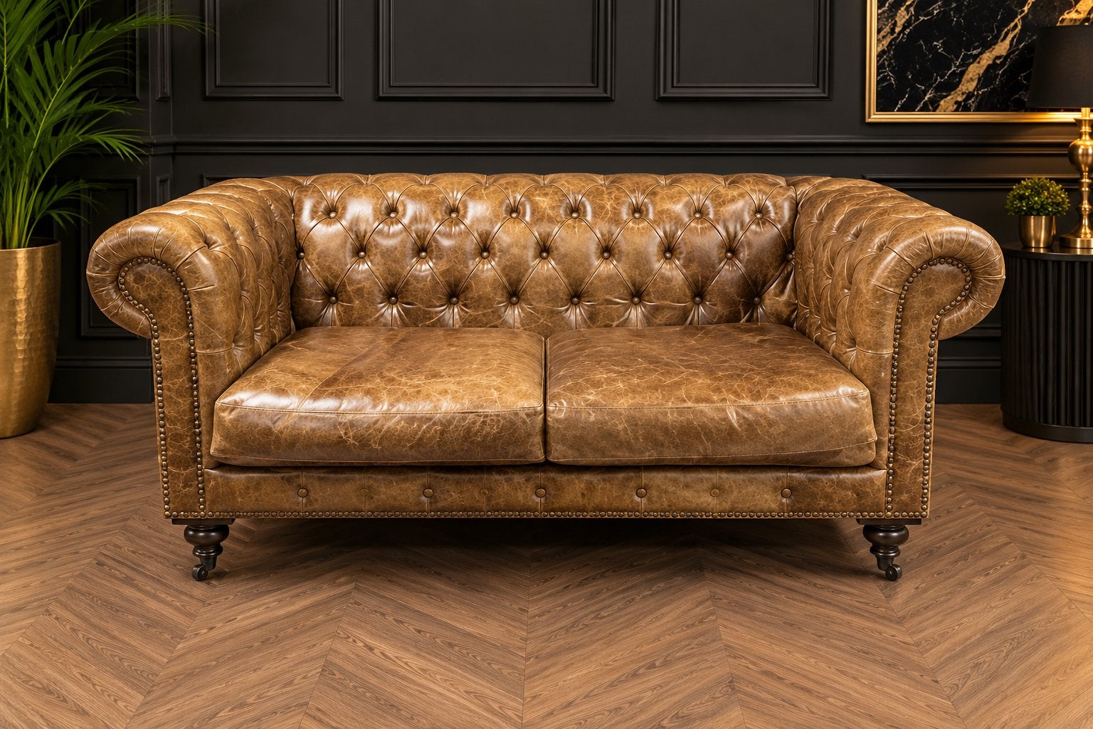 Chesterfield Lederen Industriele Bank !!, Ophalen of Verzenden, Zo goed als nieuw, 75 tot 100 cm