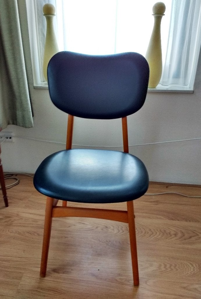 Vintage stoel, retro, Deens design, jaren ’60, midcentury, Leer, Gebruikt, Zwart, Scandinavisch
