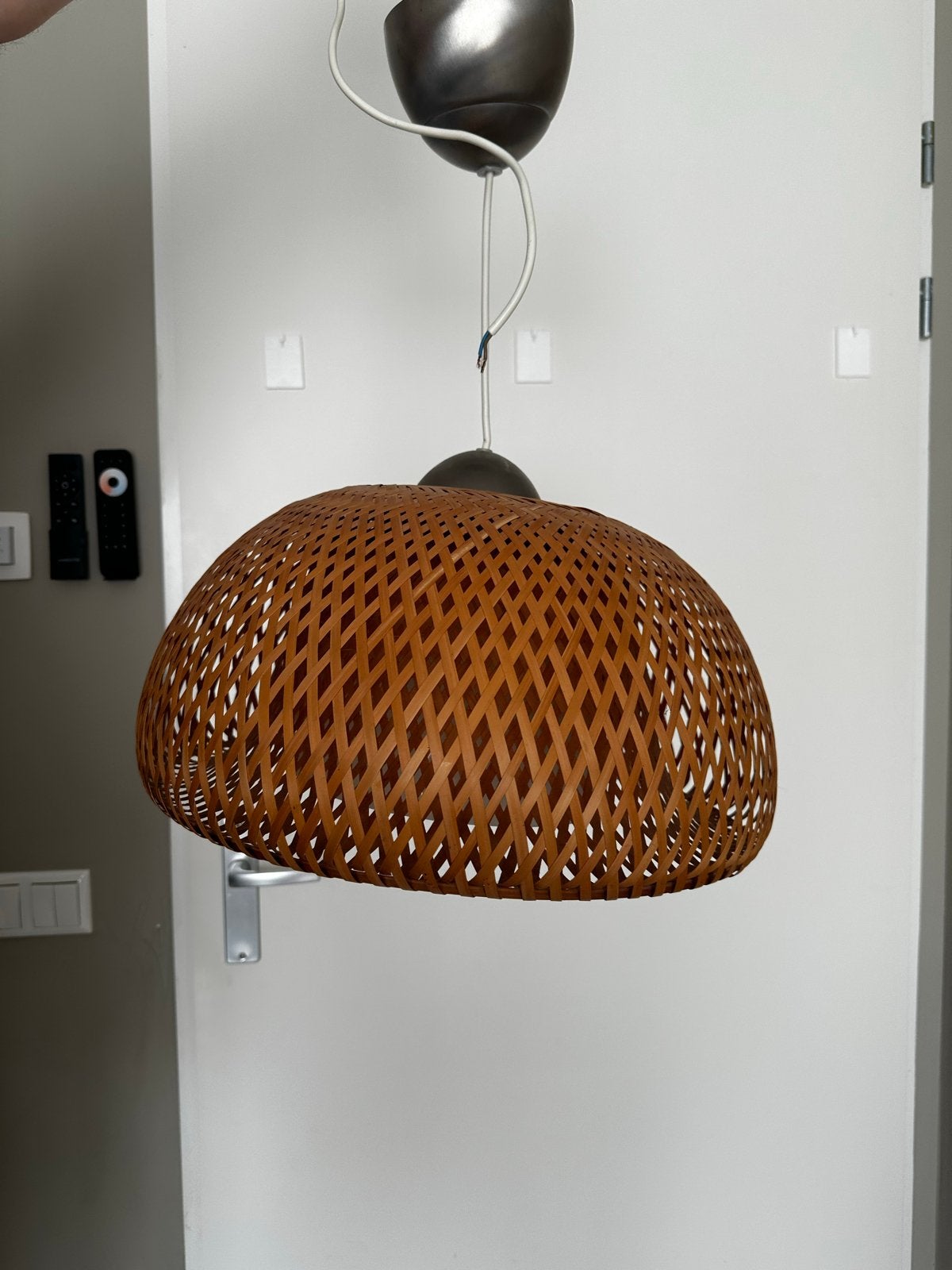 IKEA Hanglamp van bamboe, Huis en Inrichting, Ophalen, Gebruikt, Natuurlijk materiaal, E27 (groot)