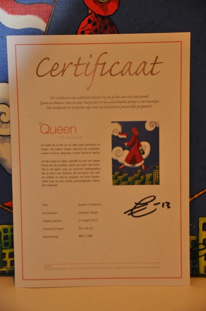 schilderij met titel Queen in balance, Ophalen, Portret of Personen