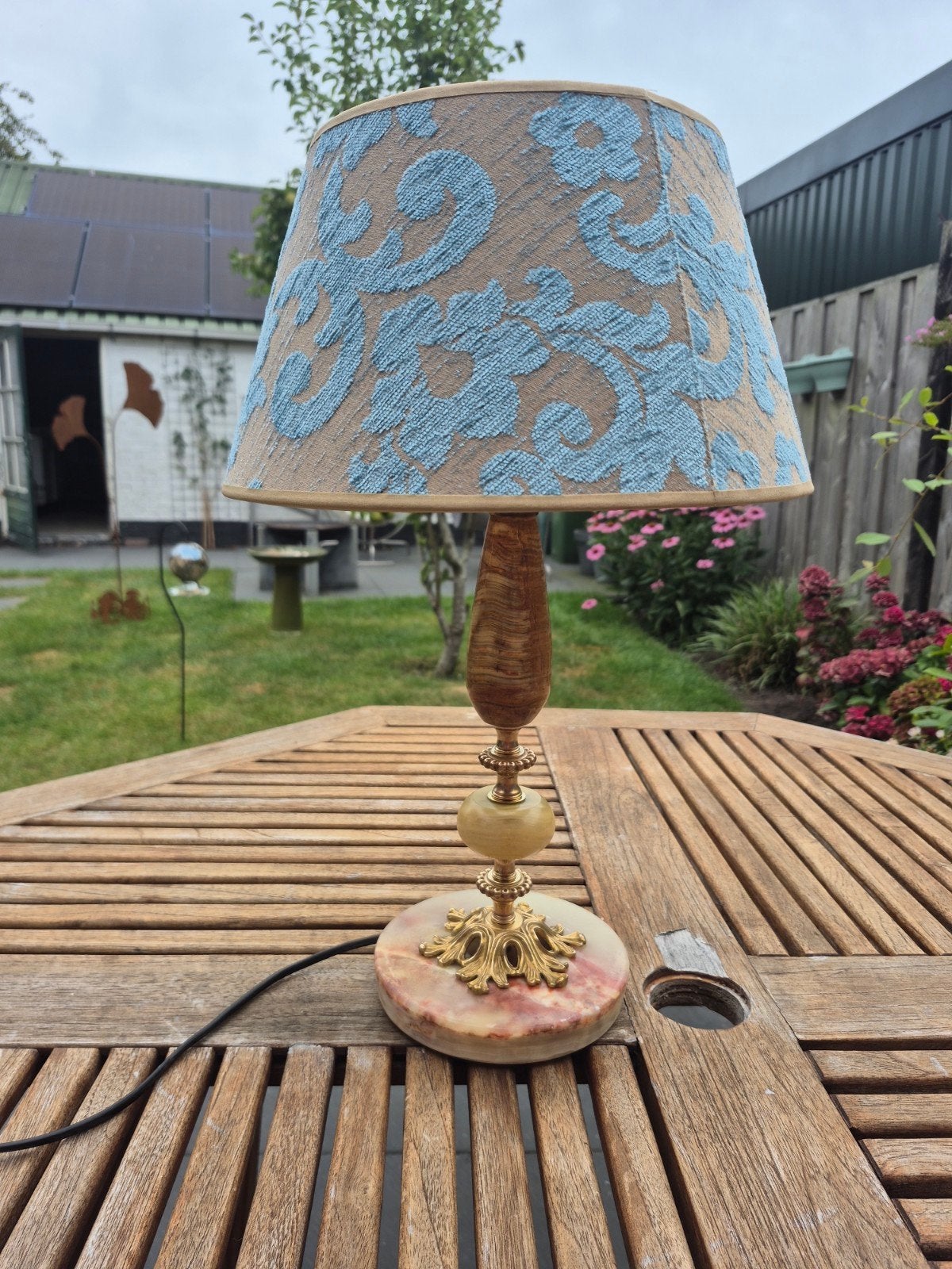 Onyx Tafellamp met Messing Details, Ophalen of Verzenden