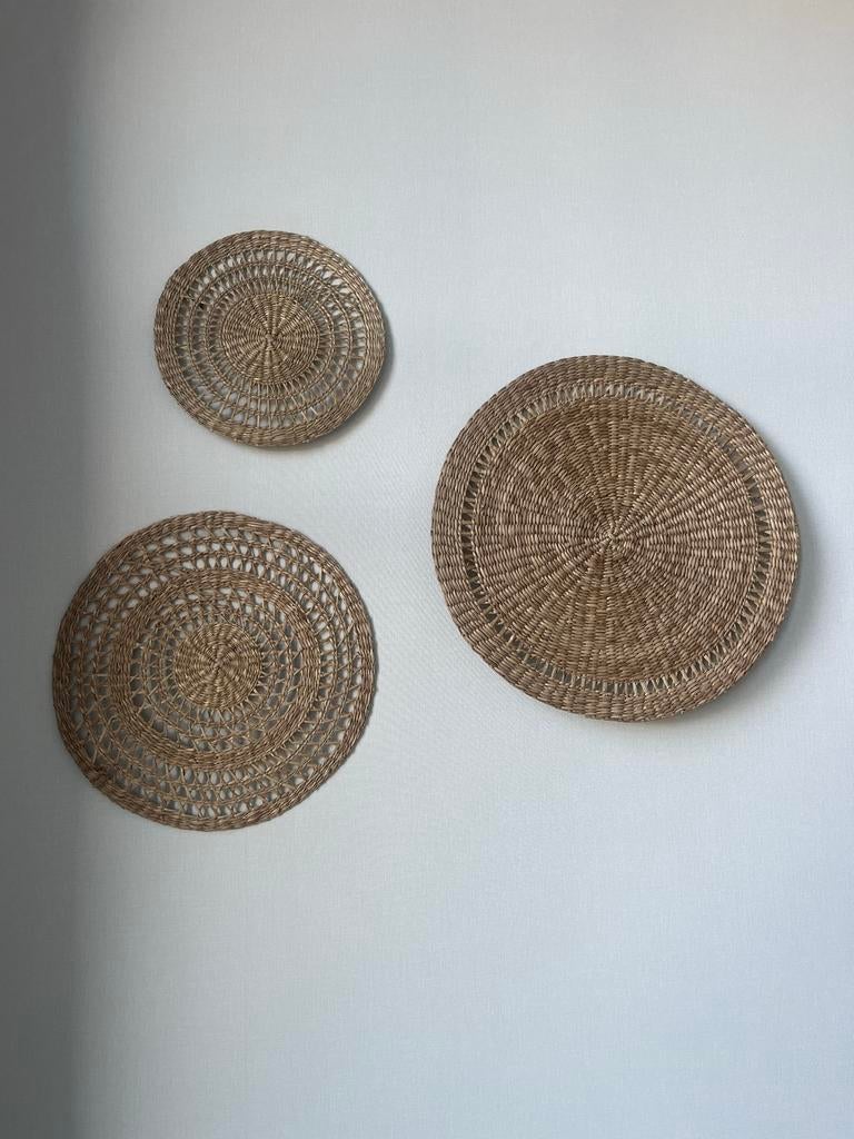 Rotan Wanddecoratie Set - Boho Stijl, Huis en Inrichting, Woonaccessoires | Wanddecoraties, Boho, Decoratieobject, Ophalen of Verzenden