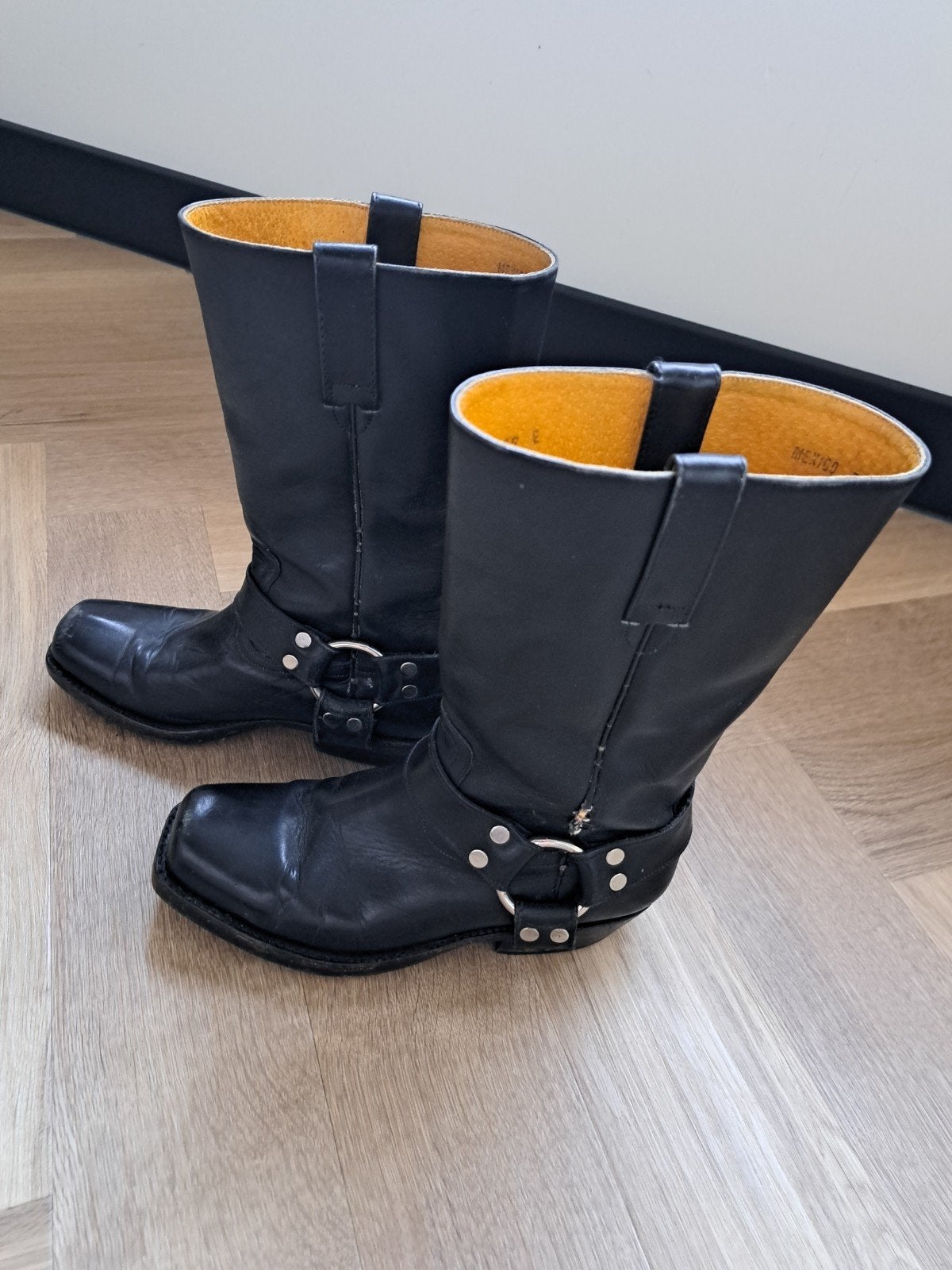 Zwarte leren motorlaarzen, originele Dr Adams boots maat 39, Zwart, Lage of Enkellaarzen, Ophalen of Verzenden, Gedragen