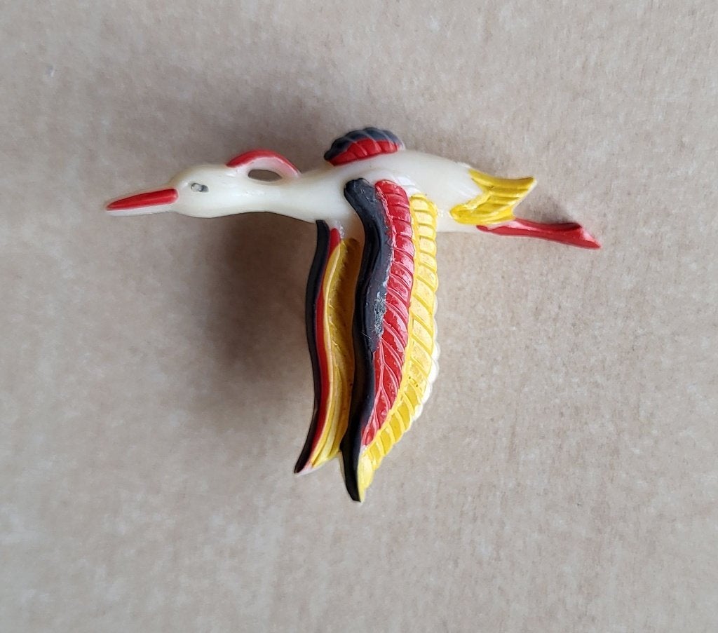 Ooievaar Broche Duitsland Vogel, Gebruikt, Niet vindbaar, Niet vindbaar, Speldje of Pin