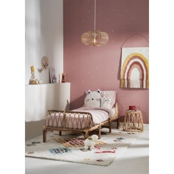 Kinderbed Noor met rotan hoofdeinde en matras, Kinderen en Baby's, Kinderkamer | Bedden, Ophalen, 85 tot 100 cm, Nieuw, Matras