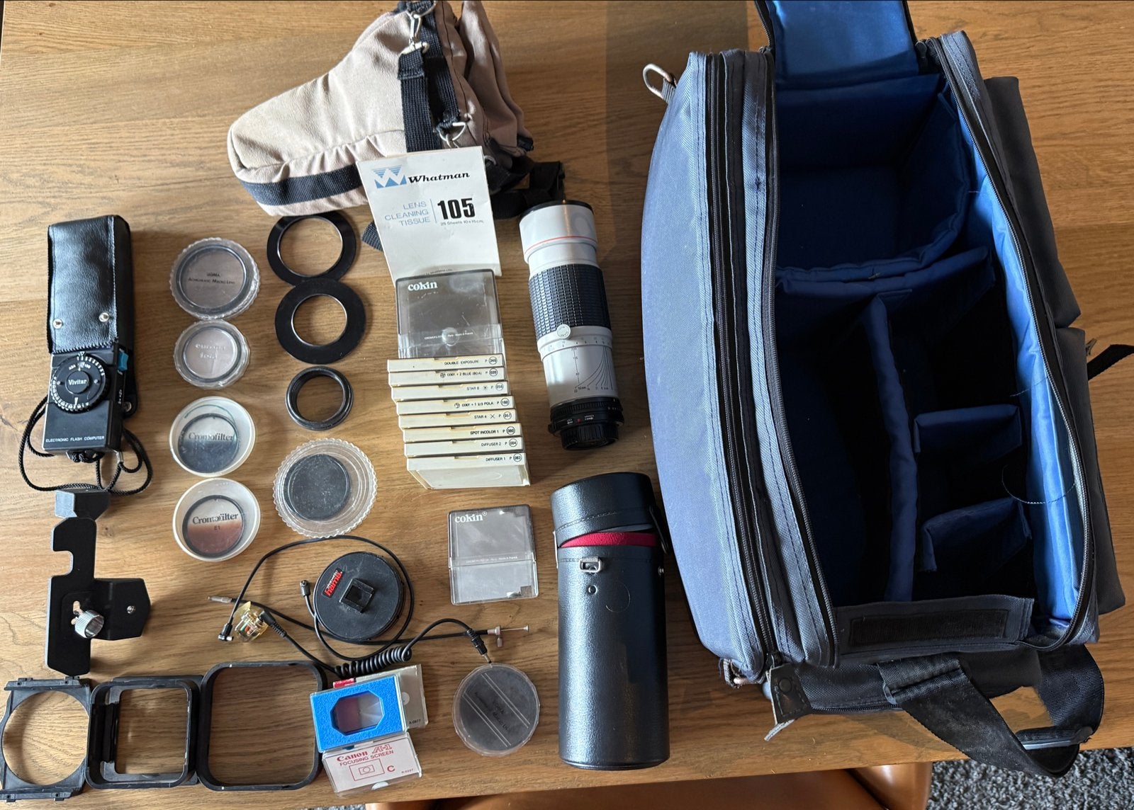 Set camera accessoires: filters, zonnekappen, Cokin, tas, Ophalen, Gebruikt, Overige typen, 50 tot 60 mm