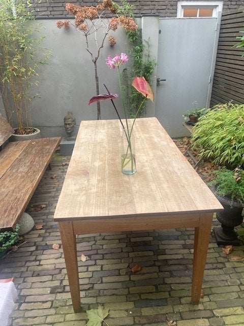 Stoere LEGERTAFEL van perenhout - heel stevig, Ophalen, Gebruikt, Landelijk - Stoer, 50 tot 100 cm