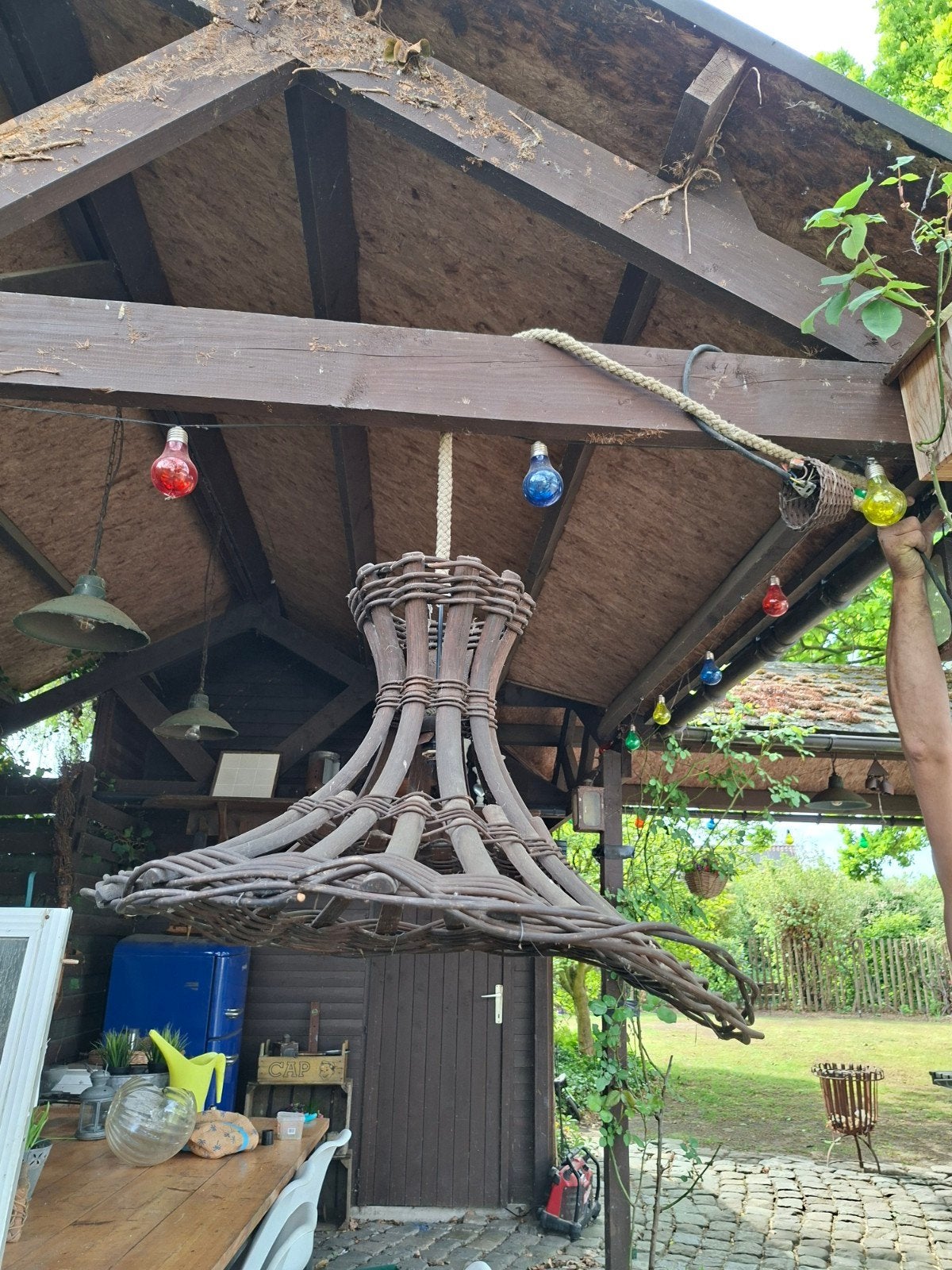 Grote rieten hanglamp voor buiten of binnen, Ophalen