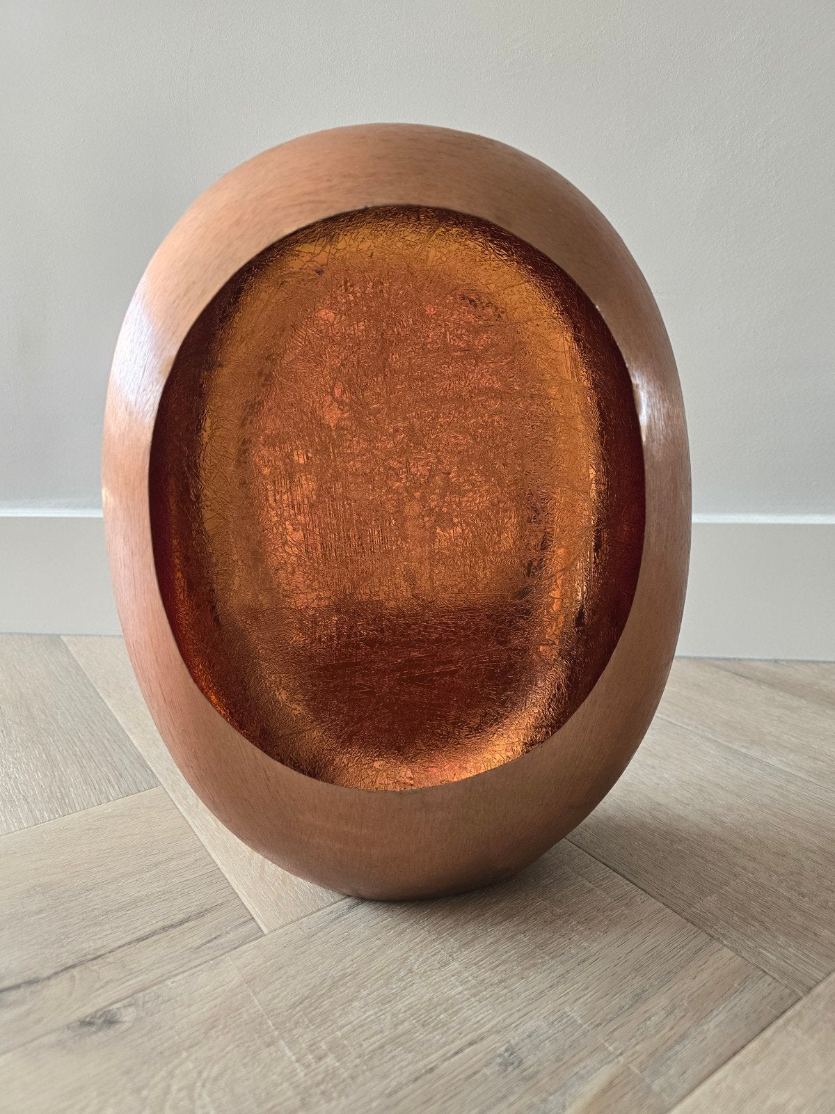 Prachtig Windlicht van metaal rosé kleur, theelicht houder, Ophalen, Metaal, Windlicht, 33 cm