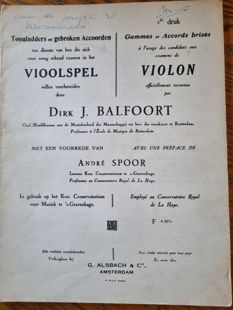 Toonladders en gebroken accoorden viool (Dirk J. Balfoort), Ophalen of Verzenden, Gebruikt, Les of Cursus, Klassiek