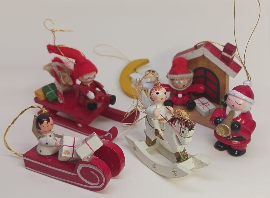 Vintage houten kerstornamenten jaren 60 uit Duitsland, Diversen, Ophalen of Verzenden