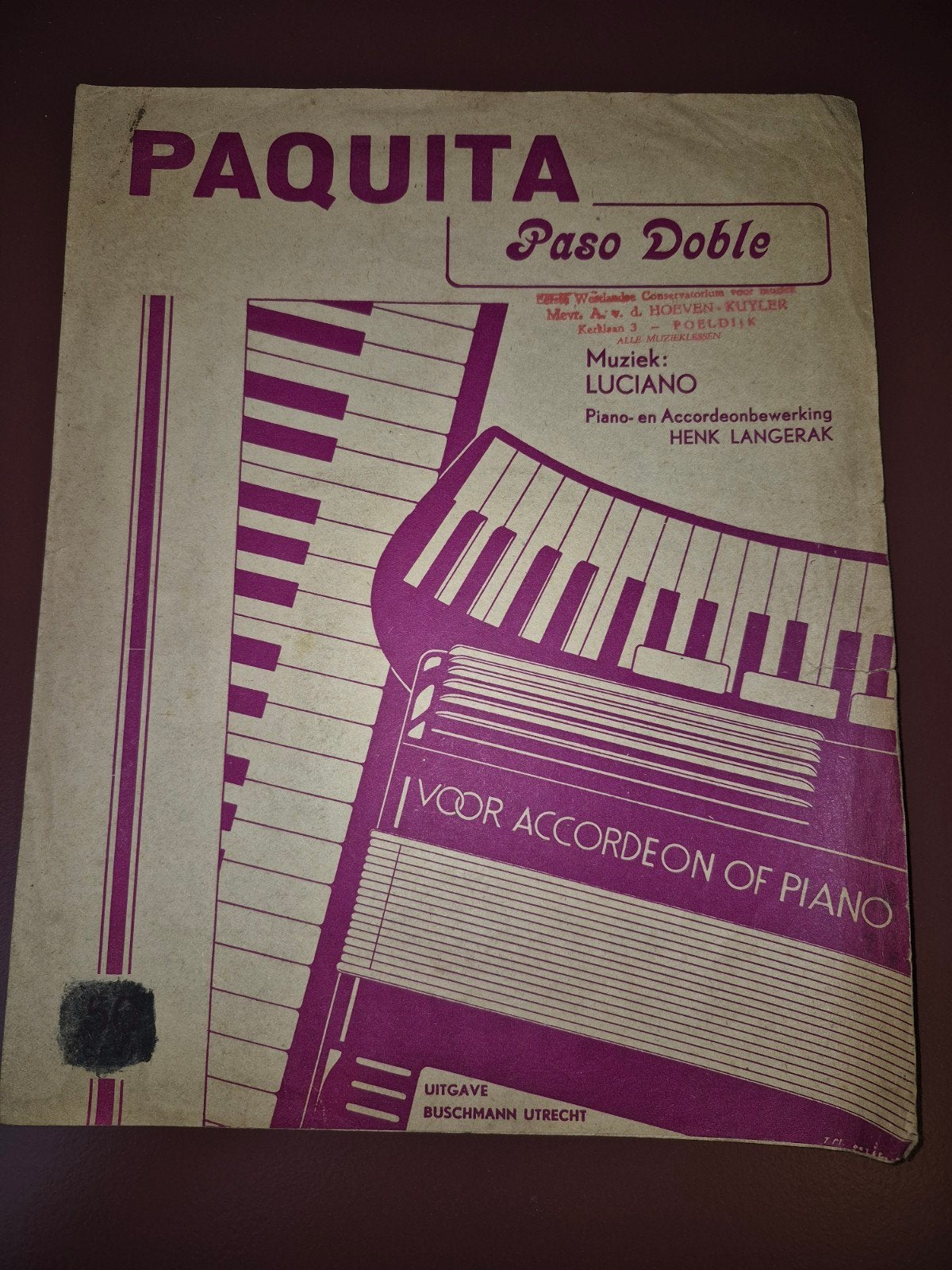 Paquita Paso Doble - Bladmuziek voor Piano/Accordeon, Gebruikt, Ophalen of Verzenden, Artiest of Componist, Accordeon