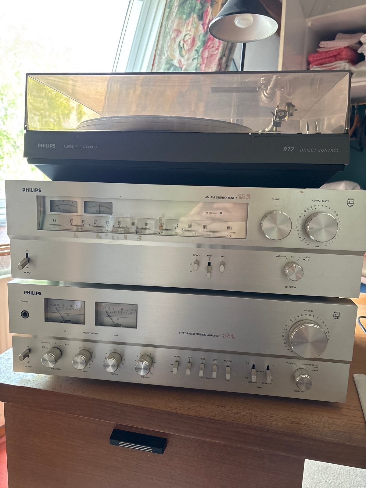 Philips Super Electronic 877 Platenspeler met Tuner en Verst, Audio, Tv en Foto, Platenspelers, Ophalen, Gebruikt, Platenspeler