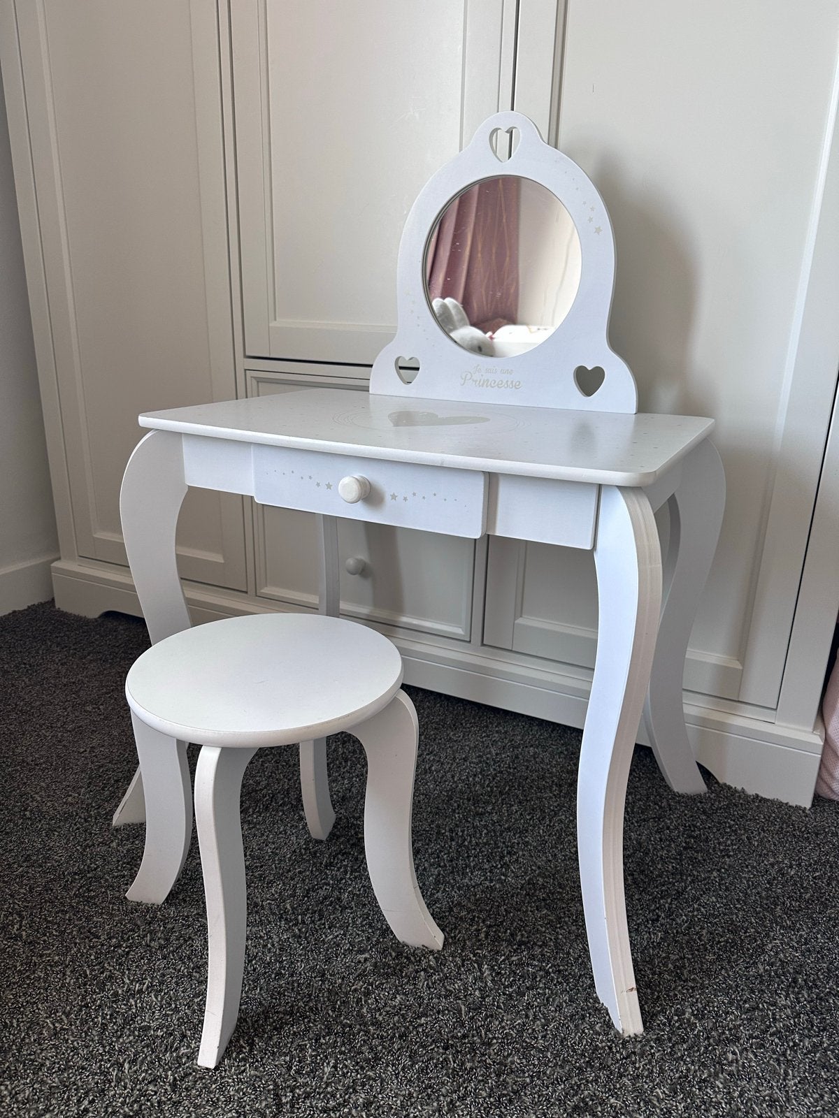 Kinder kaptafel met spiegel en krukje, Ophalen, Gebruikt, Tafel