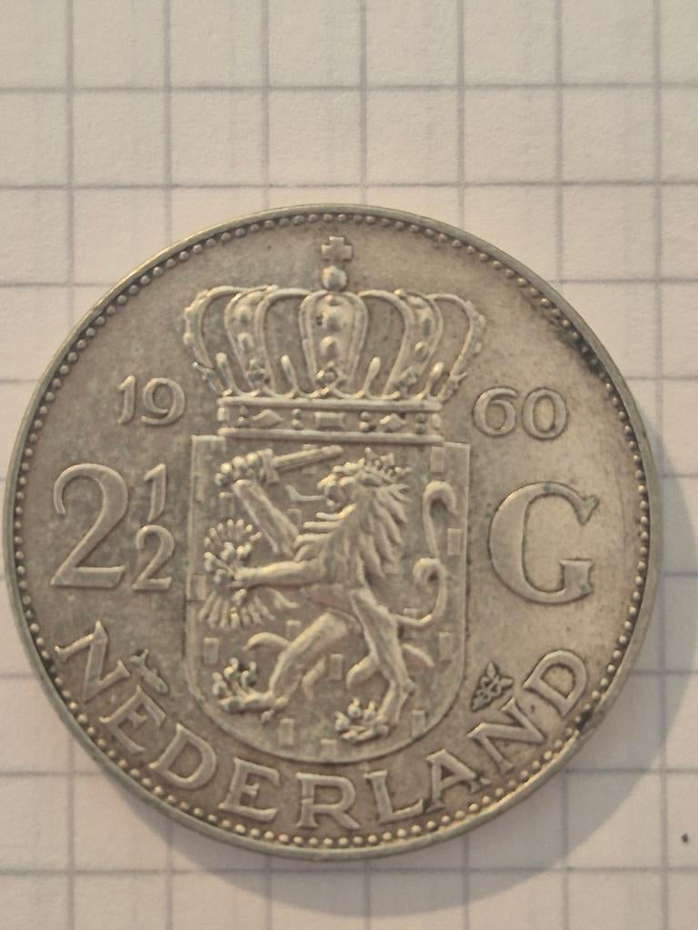 Zilveren Rijksdaalder 1960 Juliana, Koningin Juliana, Zilver, Ophalen of Verzenden, Losse munt