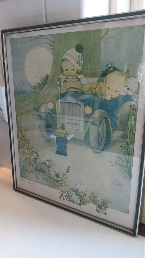 Mabel Lucie Attwell kinderprent, ingelijst (B33xH40cm), Antiek en Kunst, Kunst | Schilderijen | Klassiek, Ophalen of Verzenden