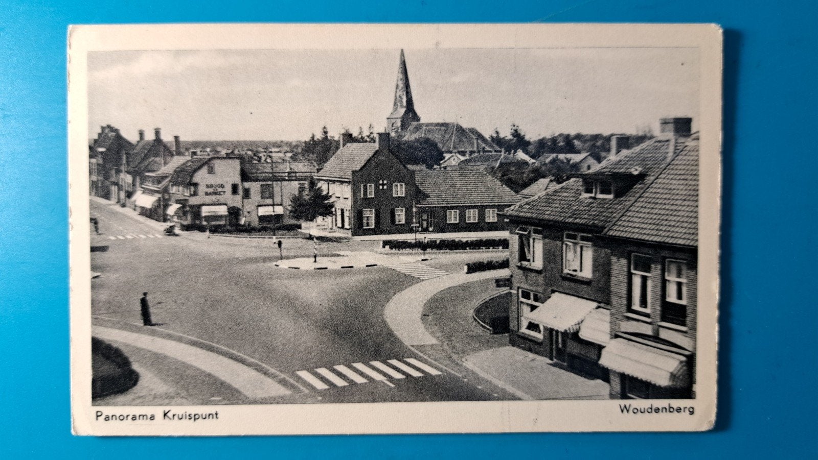 Woudenberg panorama kruispunt 1955, Verzamelen, Ansichtkaarten | Nederland, Ophalen of Verzenden, 1940 tot 1960, Gelopen, Utrecht
