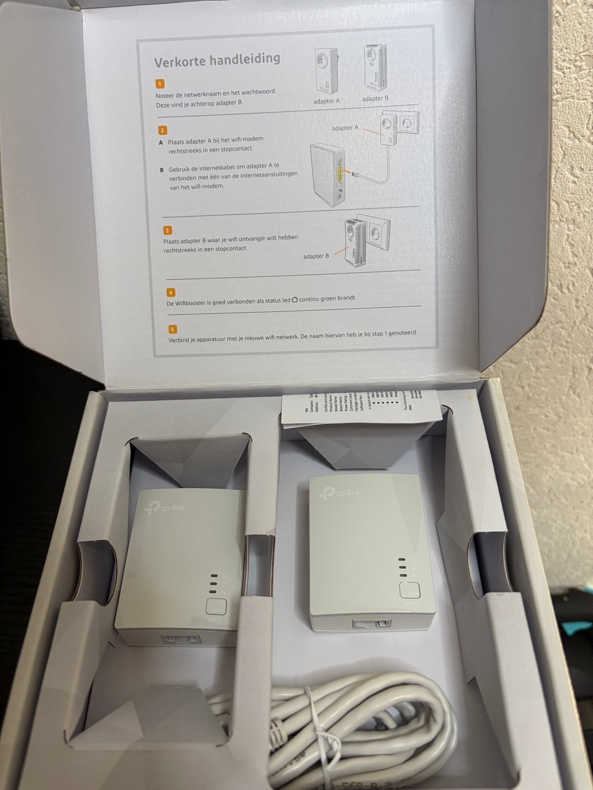 TP-Link AV600 Powerline Adapters - Wifi Versterker, Ophalen, Zo goed als nieuw, Router