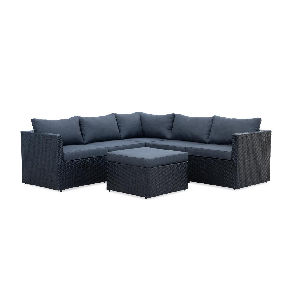 Asker hoek loungeset zwart | wicker | 210x210cm, Tuin en Terras, Tuinsets en Loungesets, Ophalen, 4 zitplaatsen, Aston Martinlaan 36