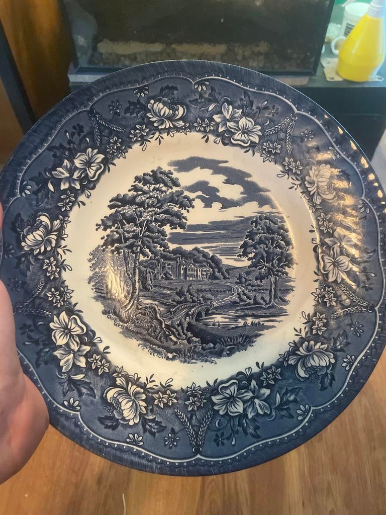 Barratts Antiek Bord - Blauw en Wit Landschap, Antiek en Kunst, Ophalen of Verzenden