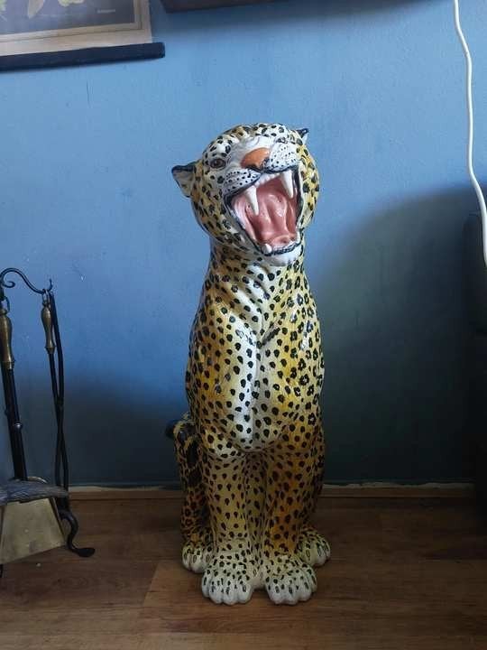 Grote Italiaanse terracotta luipaard - handgemodelleerd 82cm, Ophalen