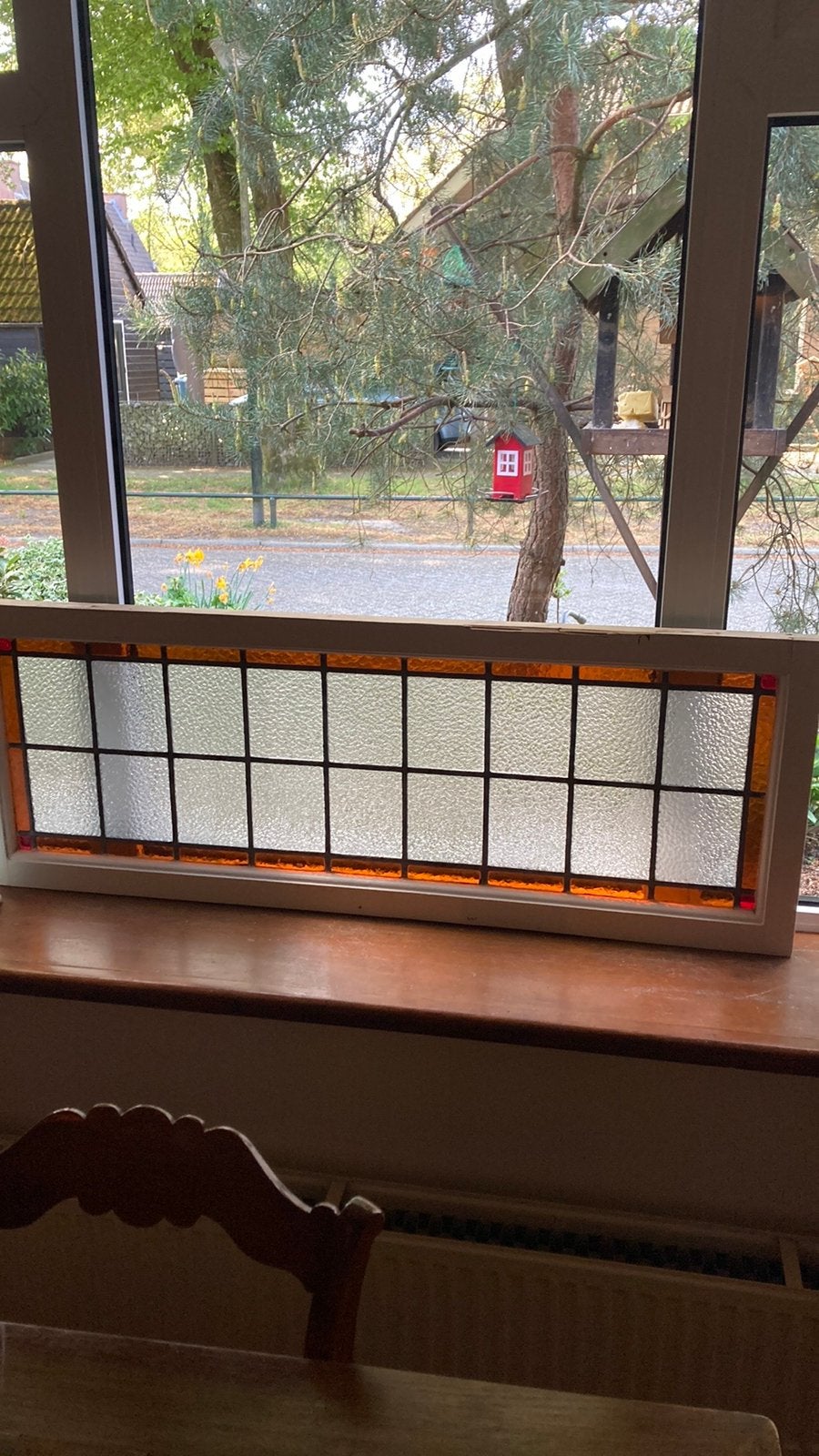 Mooi antiek glas in lood raam art deco, Ophalen