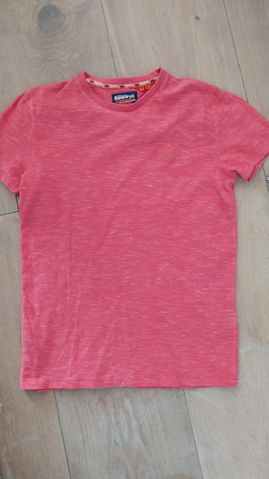 Superdry koraal rood gemeleerd shirt, maat M., Kleding | Heren, T-shirts, Maat 48/50 (M), Ophalen of Verzenden, Zo goed als nieuw