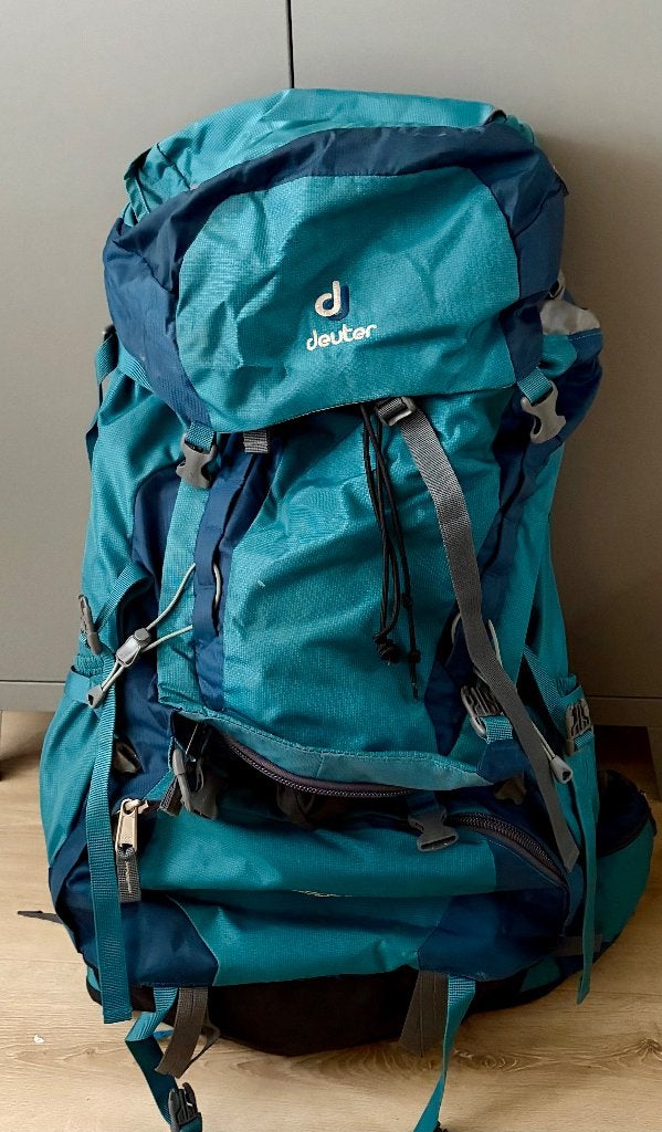 Deuter Aircontact 60+10 SL Backpack (Dames) + Flightbag, Ophalen, Zo goed als nieuw, Rugzak