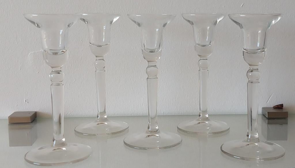 antieke glazen kandelaars "Royal Leerdam,  volgnr 115, Ophalen of Verzenden, Glas