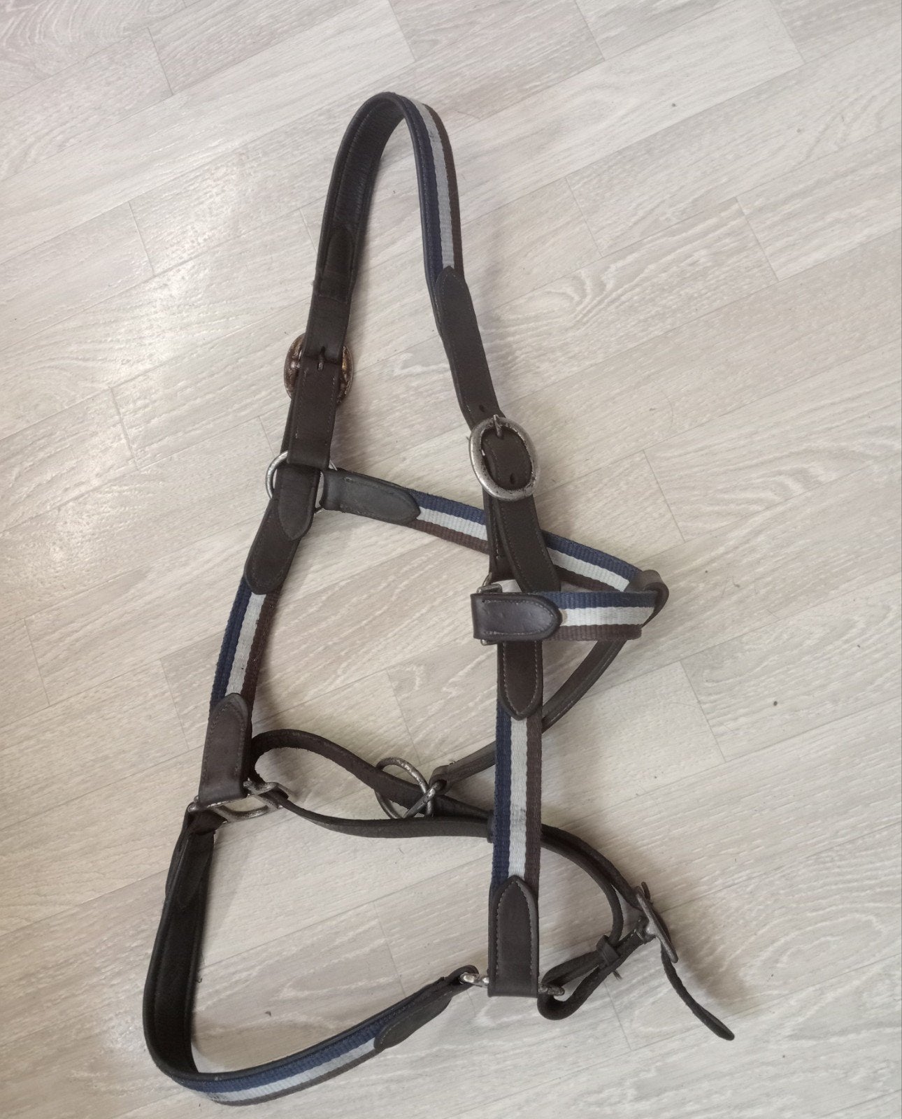 Fijn bruin leer met nylon halster mt full, Ophalen of Verzenden