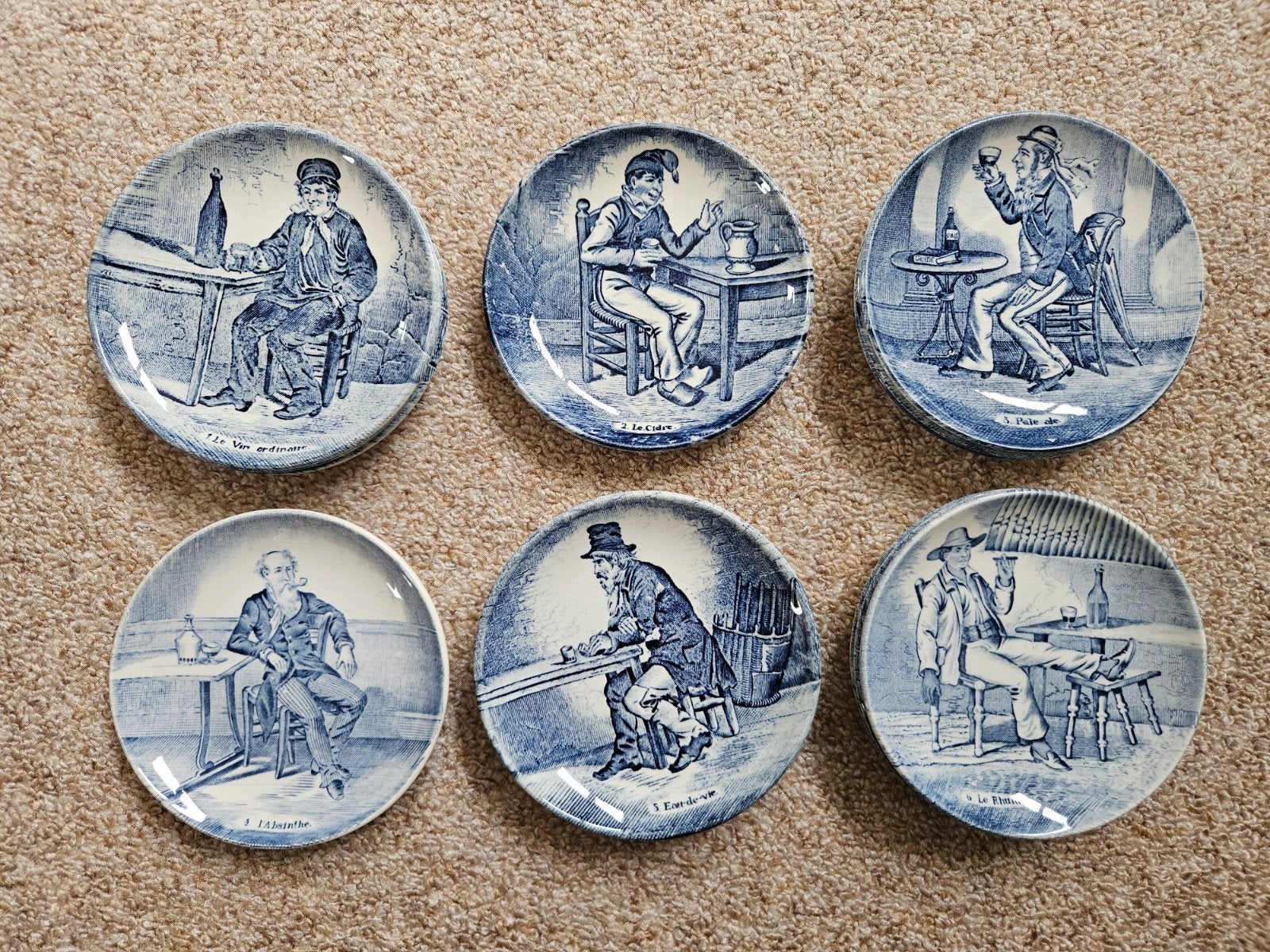 Taverne tafereel Delfts blauwe onderzetters, Ophalen of Verzenden