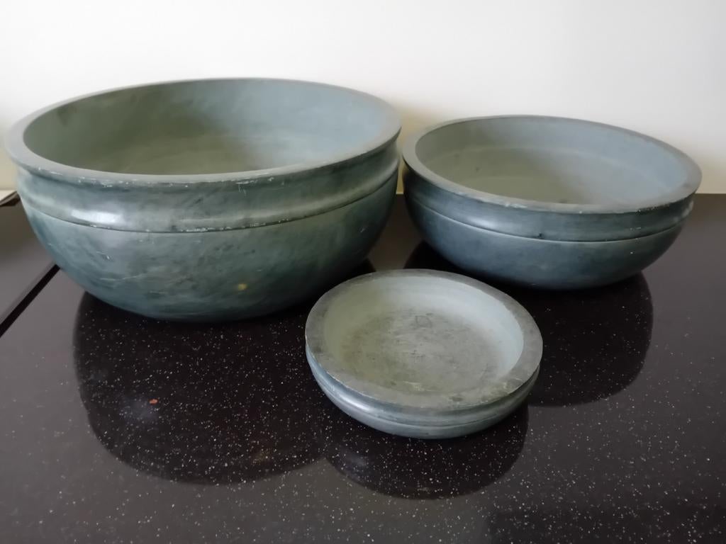 Set van 3 natuurstenen schalen - decoratief en functioneel, Antiek en Kunst, Ophalen of Verzenden