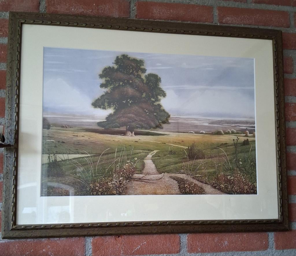 Leuke prent in mooie lijst met passe partout., Antiek en Kunst, Ophalen