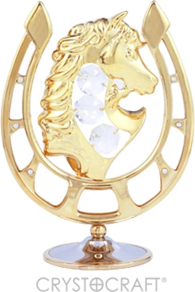 Gouden Paard in Hoefijzer 24K Verguld met Swarovski kristal, Mvm detailhandel, Verzenden, Pjmink@casema.nl, Nieuw